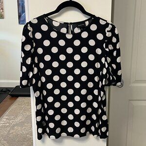 Who What Wear Black Polka Dot Top